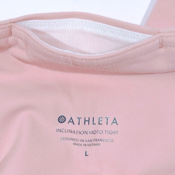 Athleta Inclination Moto Tights. Orchid pink, textured leg Size Large - Picture 8 of 10